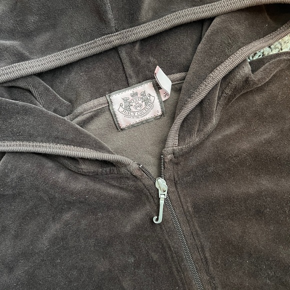 Y2K Juicy Couture Velour Zip Up Hoodie Small Brown - Picture 3 of 4